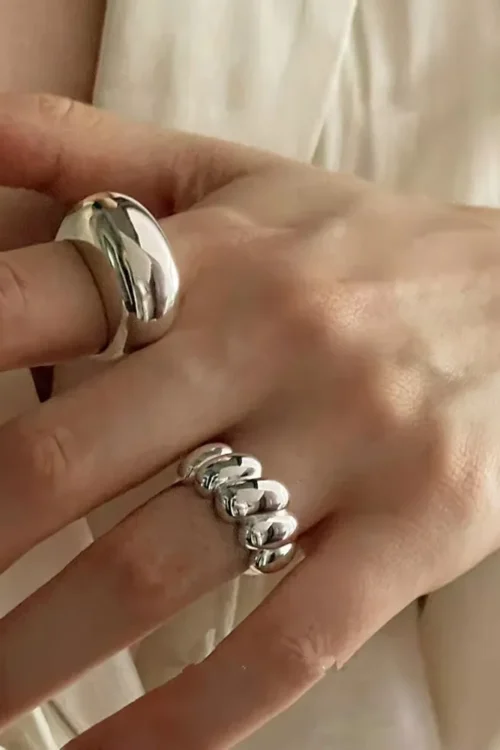 VENTFILLE 925 فضة الاتجاه مقوس حلقة واسعة للإناث الهندسة الشرير تصميم مجوهرات غير المتماثلة هدية دروبشيبينغ