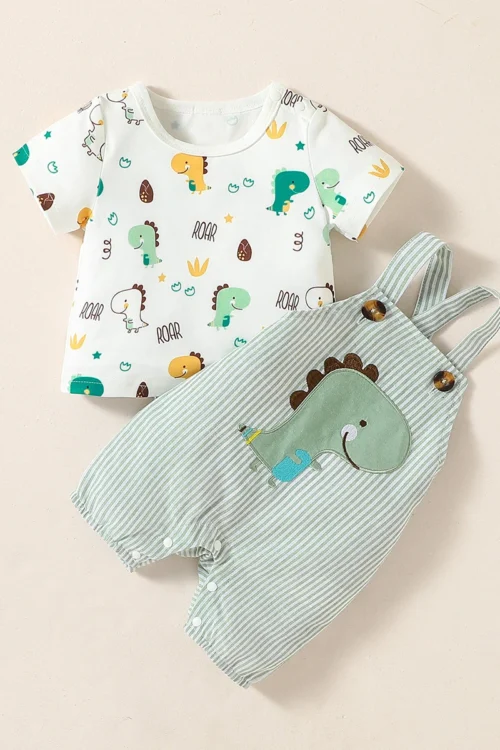 2 قطعة طفل الفتيان الصيف قصيرة الأكمام الكرتون الحيوان الحمالات دعوى لحديثي الولادة-6M ملابس يومية غير رسمية