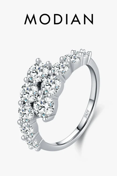 موديان 925 فضة كلاسيكي فاخر مستدير تشيكوسلوفاكيا الخلود الفرقة خواتم للنساء الزفاف المشاركة بيان مجوهرات هدية