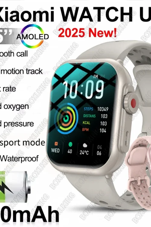 2025 جديد لساعة Xiaomi الذكية للرجال والنساء 1.85 بوصة HD AMOLED شاشة لمس كاملة IP68 مقاوم للماء بلوتوث دعوة SmartWatch رجل