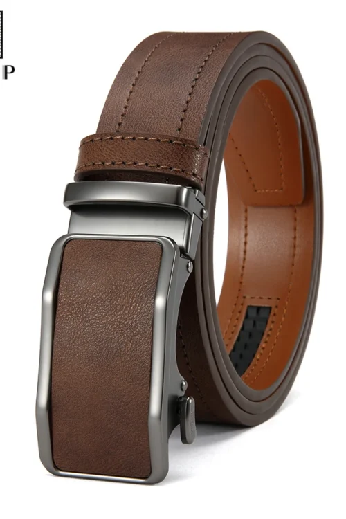 Men’s Fashionable Leather Belt Men’s High-quality Leather Belt Business Automatic Buckle Ratchet Belt Randomly Adjustable
