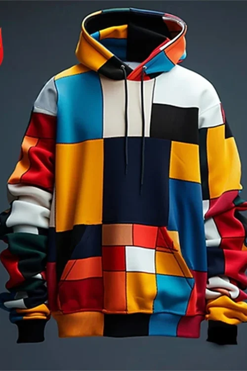 Y2K الرجال هوديي ثلاثية الأبعاد محاكاة خياطة منقوشة طباعة قمصان سويت شيرت بقلنسوة البوب الرجال الملابس المتضخم الشارع جديد مصمم البلوفرات