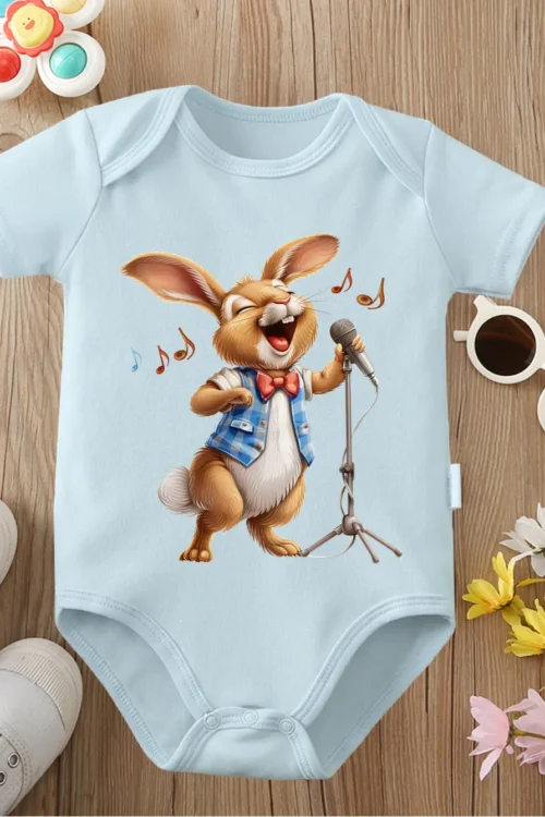 ملابس قطنية نقية للأطفال مثل الغناء مطبوعة مريحة بدلة قطعة واحدة للأطفال حديثي الولادة من عمر 0 إلى 12 شهرًا