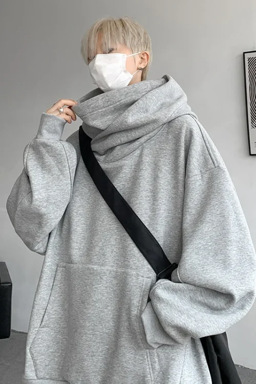 M-XXXXXXXXL حجم كبير رجالي كنزة قطيفة عادي اللون مقنعين كم طويل البلوز مع جيوب علوية هودي لاعبا 8XL 7XL 6XL