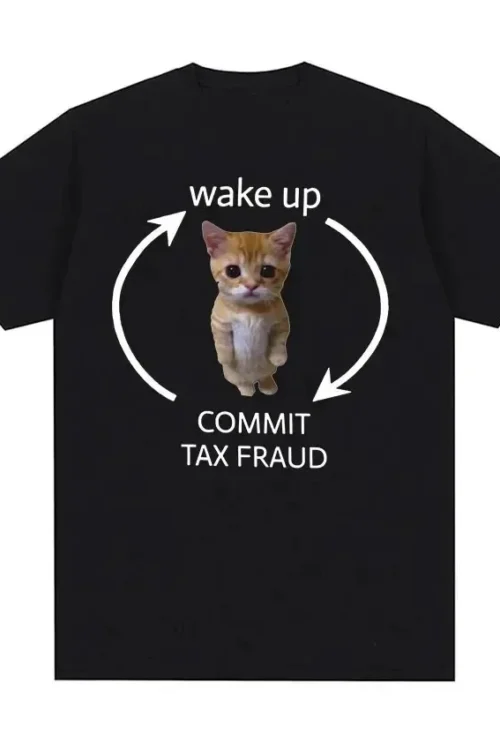 استيقظ Act سخيفة ميمي الجرافيك تي شيرت مضحك لطيف القط طباعة تي شيرتات قصيرة الاكمام الرجال النساء عادية تي شيرت