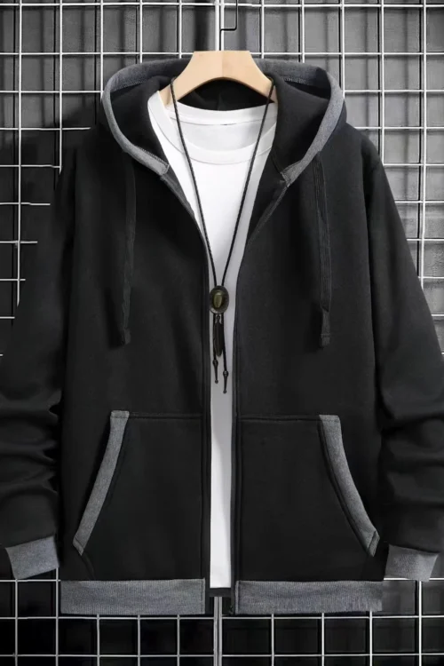 سميكة الرجال مقنعين سستة سترة ملابس خارجية غير رسمية البلوز المألوف الخريف الشتاء وصول جديد عبر الحدود نمط