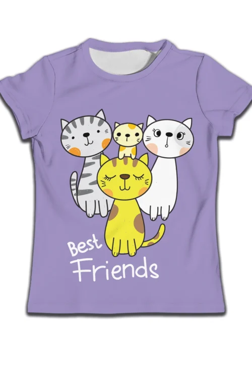 جديد الكرتون تي شيرت أطفال بنين ملابس الأطفال الفتيات القطط الجرافيك تي شيرت صبي طفل الصيف أعلى طفل فتاة عيد ميلاد قصيرة الأكمام