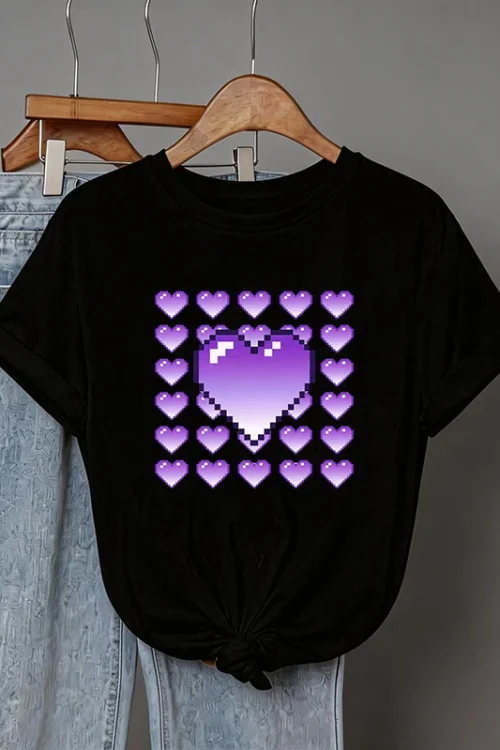 تي شيرت بطباعة على طراز Y2k للربيع والصيف، قميص كاجوال برقبة دائرية وأكمام قصيرة للنساء، ملابس نسائية