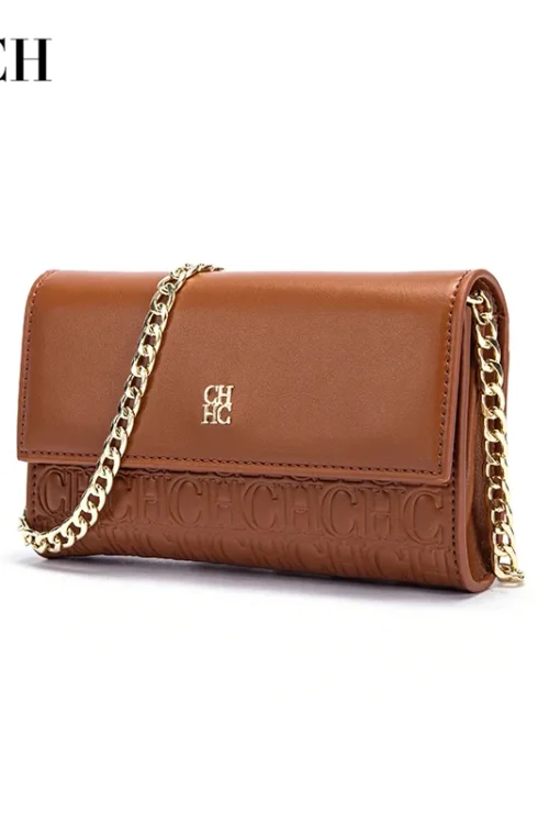 حقيبة كتف نسائية من CHCH حقيبة كتف بسلسلة مغناطيسية جديدة باللون البني حقيبة مربعة صغيرة محفظة