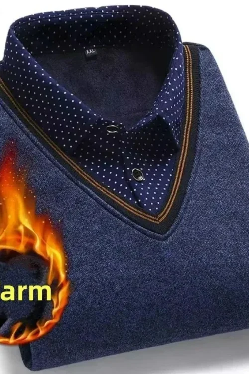 جديد 2025 الخريف الشتاء الرجال قميص من الصوف سترة الرقبة المألوف منقوشة الصلبة سميكة الدافئة الصوف جودة عالية تنوعا عادية