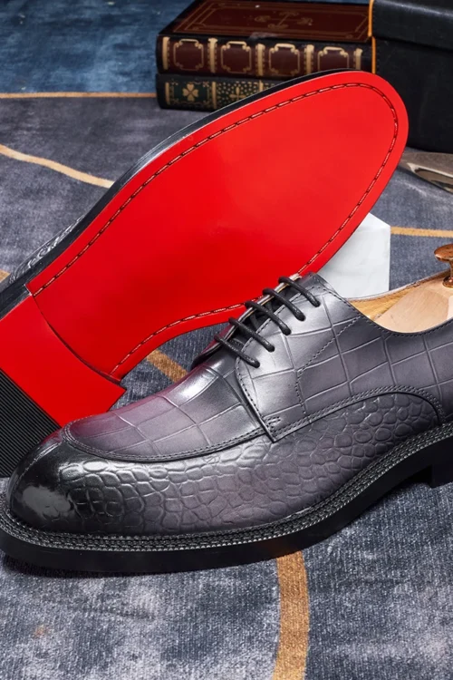 رجل فاخر فستان أحذية زيادة الارتفاع أوكسفورد حذاء جلد البقر الحقيقي نمط التمساح أنيقة الزفاف الذكور الأحذية