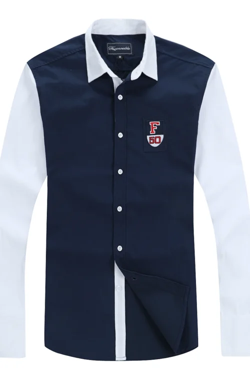 FACONNABLE أربعة مواسم ارتداء قمصان رجالية جديدة موضة عادية الأعمال فرنسا أوم بلايز 100% القطن البحرية قمصان بيضاء حجم كبير 3XL