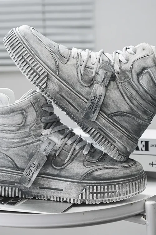 أحذية رجالية عالية الجودة للخريف والشتاء موضة ريترو رمادي للأطفال والشباب أحذية الوالدين والطفل للعمل والرياضة وL