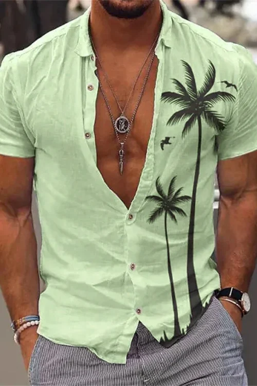 قميص شاطئ كبير الحجم للرجال ، توب قصير الأكمام ، طباعة ثلاثية الأبعاد ، جوز الهند ، هاواي ، ملابس الشارع غير الرسمية ، الصيف