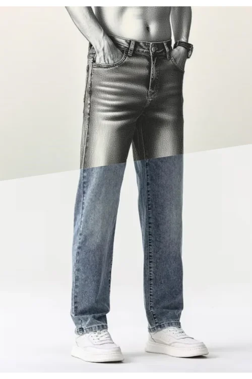 الكلاسيكية فضفاضة مستقيم بنطال ذو قصة أرجل واسعة جودة عالية غسلها سراويل جينز رجل رقيقة باردة مطاطا الرجال عادية منتظم صالح الجينز