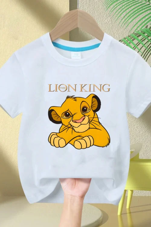 تي شيرت Potdemiel Summer The Lion King Simba للأطفال الأولاد ملابس بيضاء بأكمام قصيرة تي شيرت للأطفال ملابس للأطفال من عمر 2 إلى 12 سنة